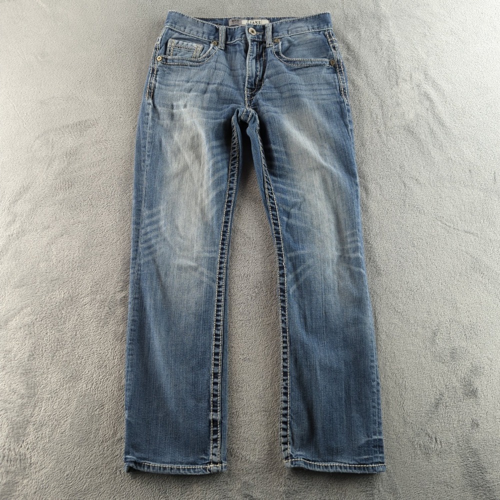 BKE Jake Jeans Mens 29S Blue Straight‎ Leg Medium Wash Distressed Denim Jeans